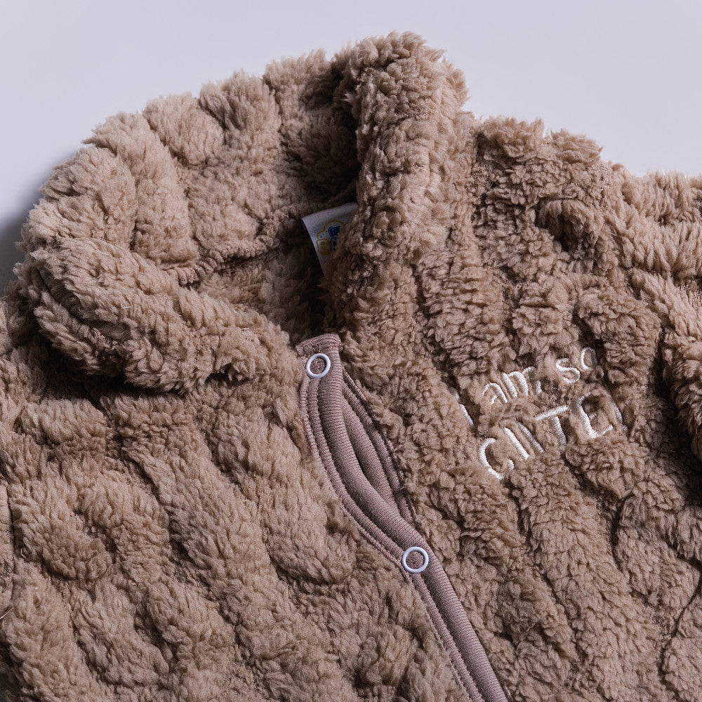 Brown Collar Edit Fleece  Babygrow/Sleepsuit ( Poppers)
