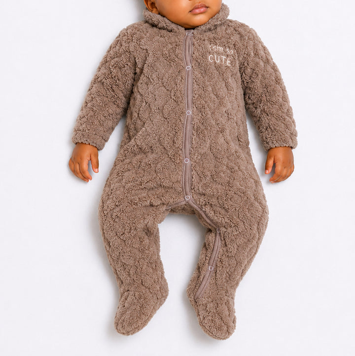Brown Collar Edit Fleece  Babygrow/Sleepsuit ( Poppers)