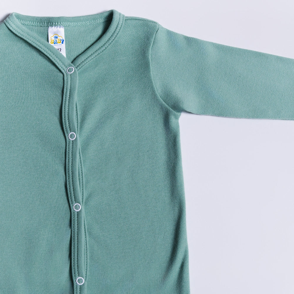 Plain Green Footed Babygrow ( Poppers)