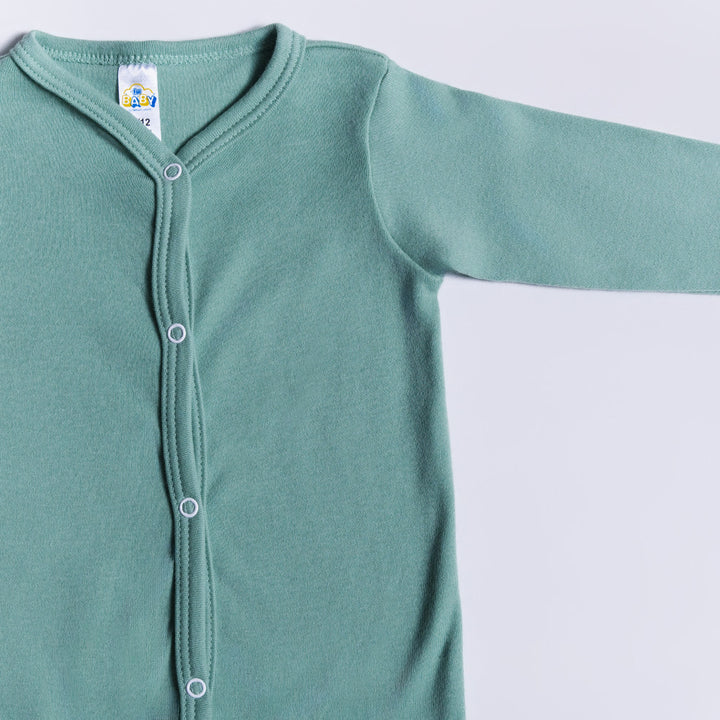 Plain Green Footed Babygrow ( Poppers)