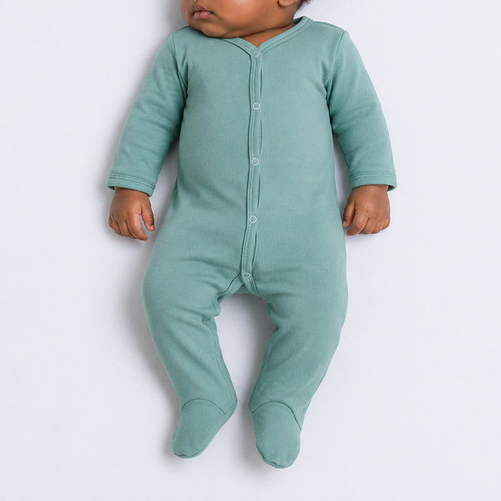 Plain Green Footed Babygrow ( Poppers)
