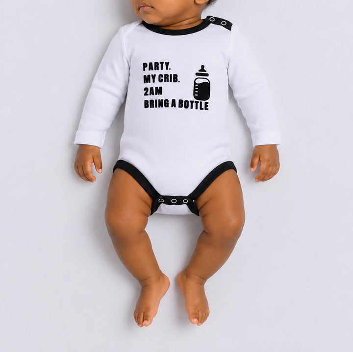 Baby Printed Long Sleeve White Vest