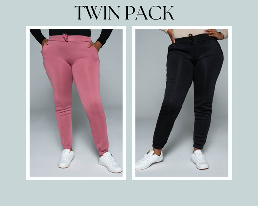 Black And Rose Twin Pack Joggers