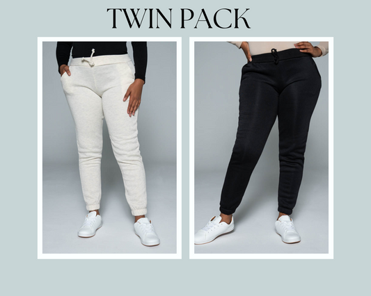 Black And Oatmeal Twin Pack Joggers