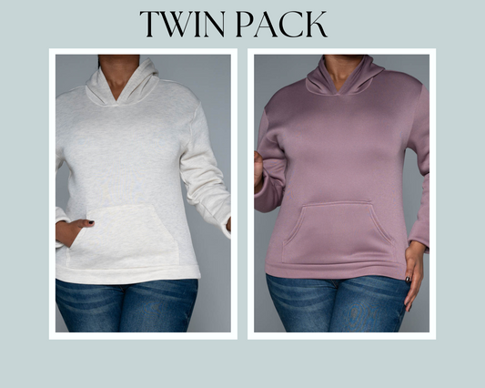 Mauve And Beige Twin Pack Hoodie