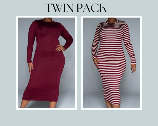 Twin Pack Burgundy Dress