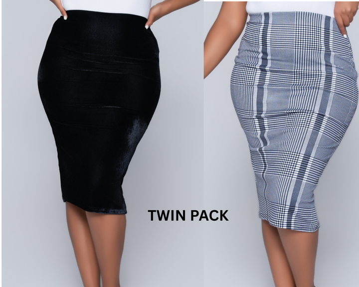 Check Print Twin Pack Velour  Skirt