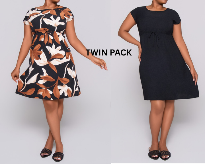 Printed And Plain Airflow Twin Pack Dress