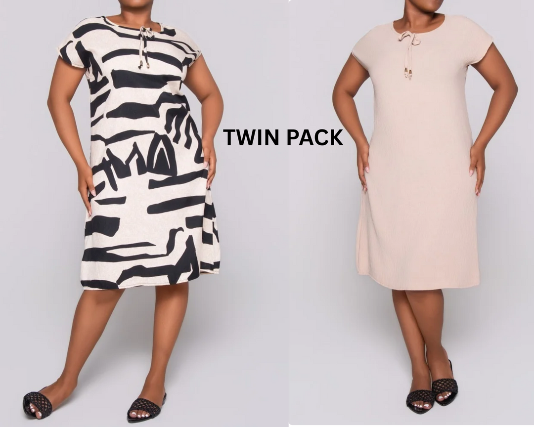 Twin Pack Printed And Plain Tunic