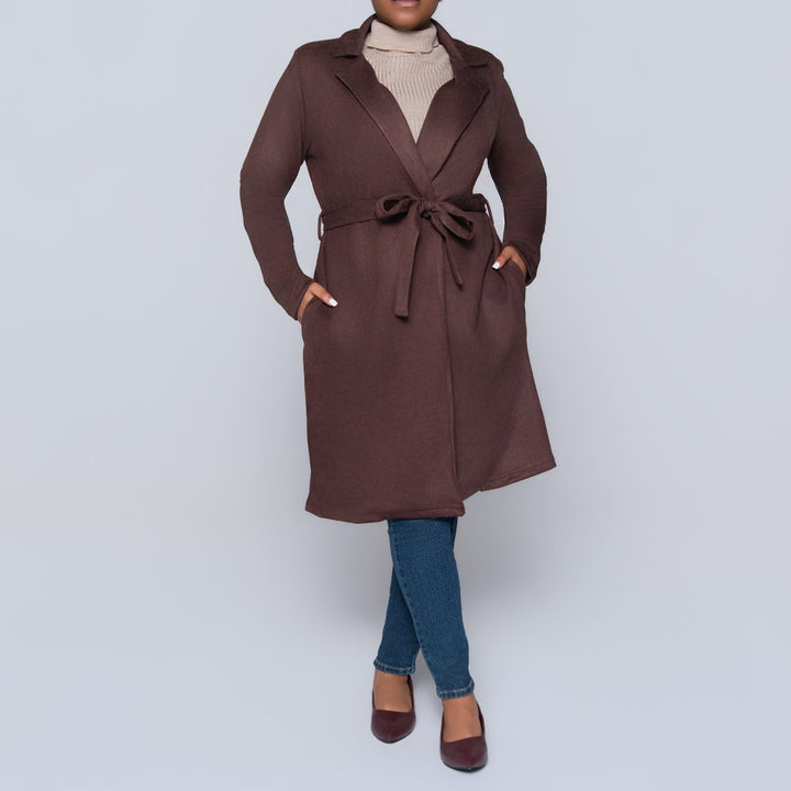 Plus Size Long Sleeve Scuba Suede Jacket