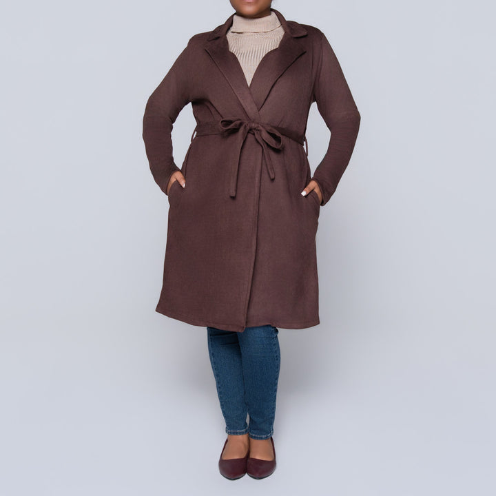 Plus Size Long Sleeve Scuba Suede Jacket