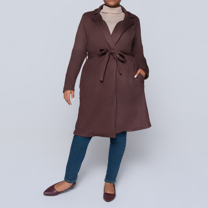 Plus Size Long Sleeve Scuba Suede Jacket
