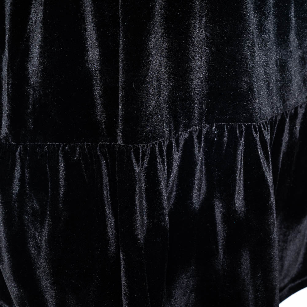 Black Velour Tiered Dress